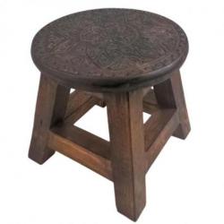 Tabouret / Porte-Plante en bois motif Mandala 25cm