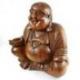 Grande Statue Bouddha Rieur 60cm - Bois Sculpté Taille XXL