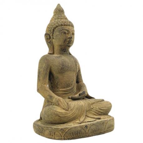 Statue de Bouddha Bhumisparsha Assis en Pierre 30cm