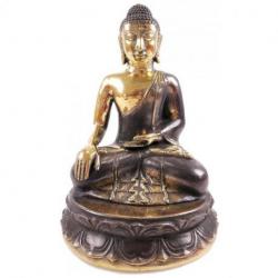 Statue de Bouddha Bhumisparsa Mûdra en laiton 24cm.
