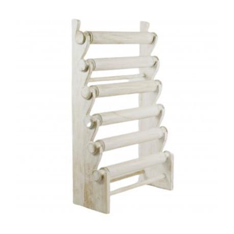 Déclassé - Grand Présentoir bracelets et montres 6 joncs en Bois finition blanc cérusé