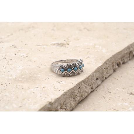 Bague Boulonnaise "La Turquoise" en Argent