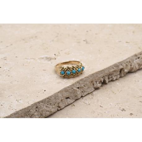 Bague Boulonnaise "La Turquoise" Or jaune