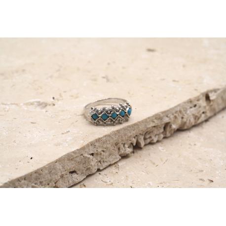 Bague Boulonnaise "La Turquoise" Or gris Bague Boulonnaise "La Turquoise" Or gris