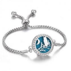 Bracelet Diffuseur de Parfum Modèle Hibou argenté - L'aromathérapie par les bijoux