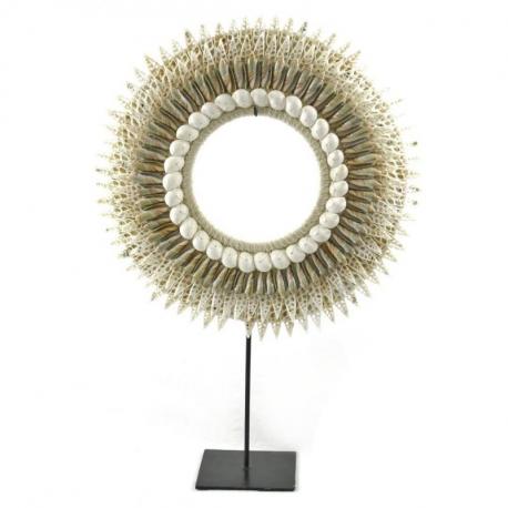 Collier décoratif Bohème en Coquillages ø40cm et son socle