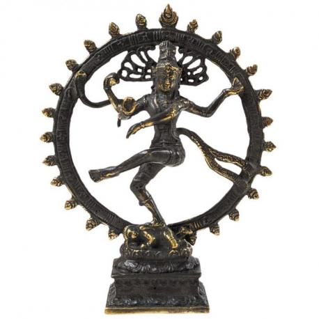 Statuette Shiva Nataraja "Danse Cosmique" en laiton patiné 15cm