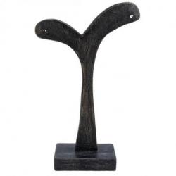 Présentoir / Support à boucles d'oreilles en bois 14cm | Finition "Noir Vintage"