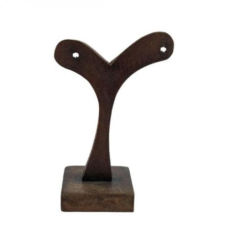 Présentoir / Support à boucles d'oreilles en bois 10cm | Finition "Chocolat"