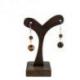 Présentoir / Support à boucles d'oreilles en bois 10cm | Finition "Chocolat"