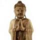Grande statue de Bouddha Debout 60cm - Bois massif Brut sculpté Main Mudra Anjali