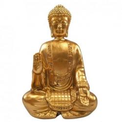 Statuette Bouddha Assis Doré en Résine 20cm
