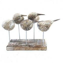 Oiseaux / Mouettes en bois patiné - Décoration marine à poser