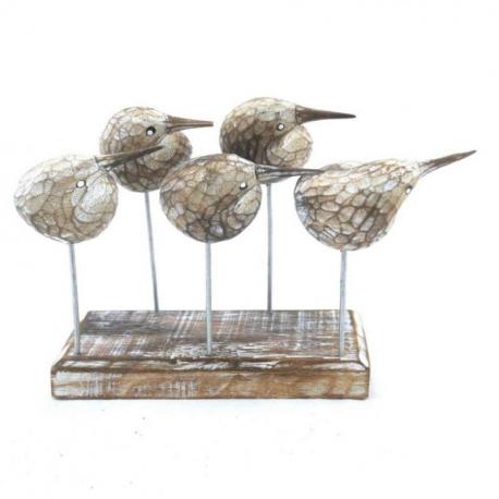 Oiseaux / Mouettes en bois patiné - Décoration marine à poser
