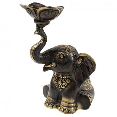 Statuette Porte-Encens Éléphant en laiton 12cm