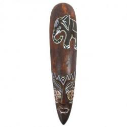Masque motif Éléphant en Bois 50cm - Style Batik