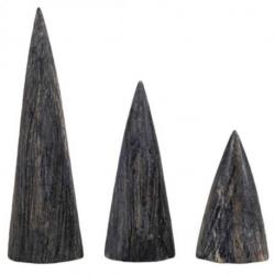 Lot de 3 cônes présentoirs à bagues en Bois - finition "noir vintage"