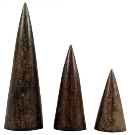 Lot de 3 cônes présentoirs à bagues en bois | Finition "Marron chocolat"