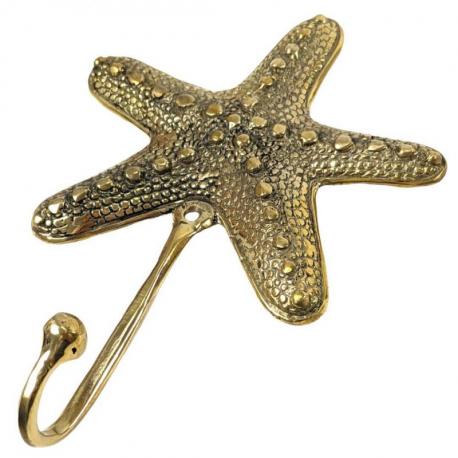 Patère murale "Étoile de Mer" 1 crochet en laiton