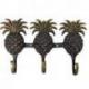 Patère murale "Ananas" 3 crochets en laiton
