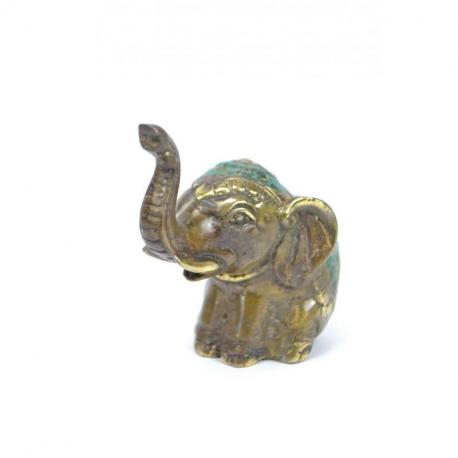 Statuette éléphant trompe en l'air en laiton 7cm