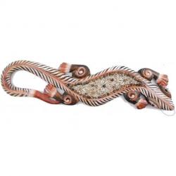 Gecko coquillages Cauris - déco murale en bois 50cm