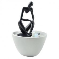 Fontaine d'intérieur moderne "Le Penseur" 26cm - Éclairage Led coloré