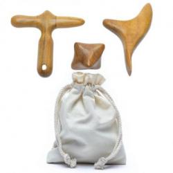 Set de 3 Accessoires de Massage en bois pour le Corps, le Visage, les Mains et les Pieds