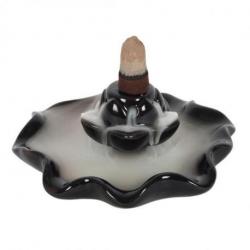 Fontaine à encens en céramique noire - Fleur de Lotus