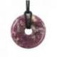 Donut ou Pi Chinois en Lépidolite 30mm + cordon - Pendentif ou bracelet
