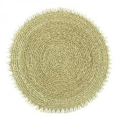 Set de table / dessous de plat rond en jonc de mer naturel et coquillages ø40cm