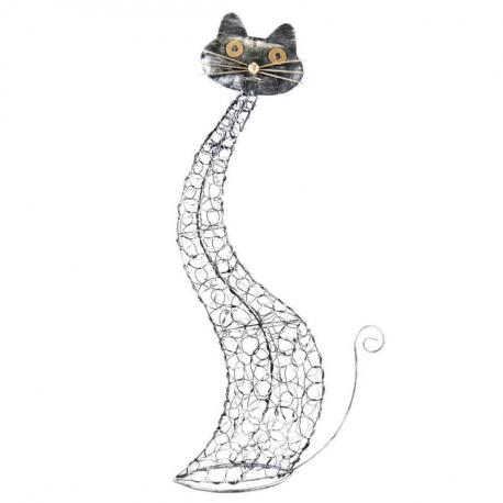 Grande statue chat en métal ajouré 65cm