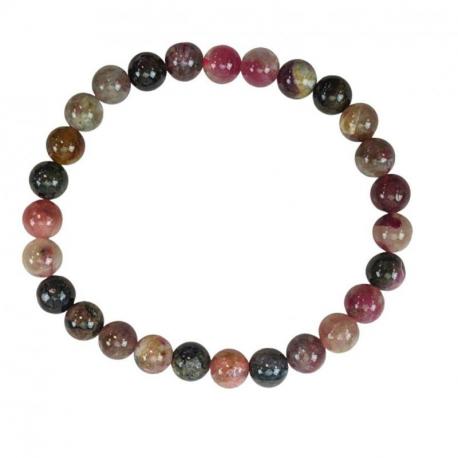 Bracelet Tourmaline Multicolore Grade A - boules 6mm