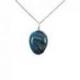 Collier Apatite bleue AAA - pendentif pierre roulée + chaîne argentée