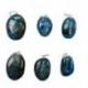Collier Apatite bleue AAA - pendentif pierre roulée + chaîne argentée
