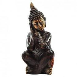 Bouddha Penseur 9cm - Statuette faite à la main en Laiton