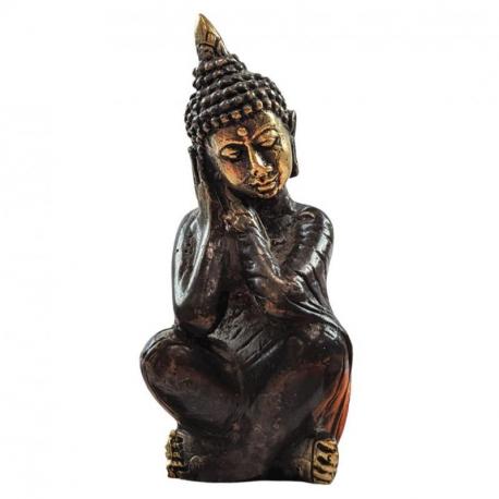 Bouddha Penseur 9cm - Statuette faite à la main en Laiton