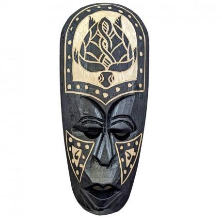 Petit masque africain 25cm en bois noir - Motif tortue