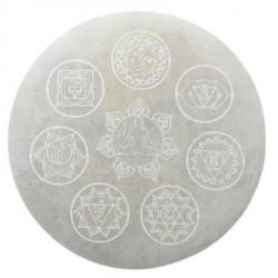 Disque 7 Chakras en Sélénite ø10cm - Plaque de rechargement Disque 7 Chakras en Sélénite ø10cm - Plaque de rechargement