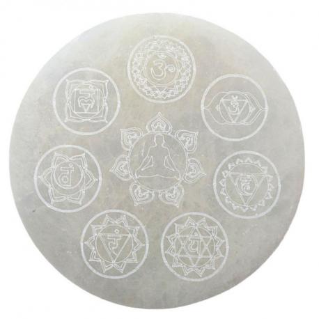Disque 7 Chakras en Sélénite ø10cm - Plaque de rechargement