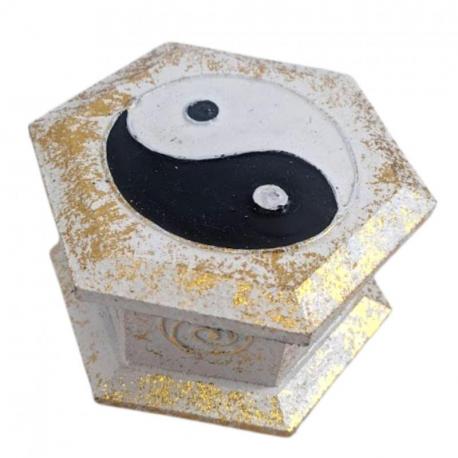 Écrin pour bijoux en bois motif Yin Yang 9cm