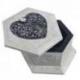 Écrin hexagonal en bois pour bijoux motif coeur 9cm