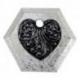 Écrin hexagonal en bois pour bijoux motif coeur 9cm