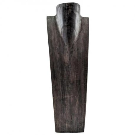 Déclassé - Buste présentoir à colliers en bois massif noir vintage 50cm