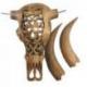 Trophée mural Tête de Buffle XL en bois sculpté 70cm