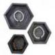 Set de 3 plateaux de présentation pour bijoux - Présentoirs hexagonaux gigognes en bois finition "noir vintage"