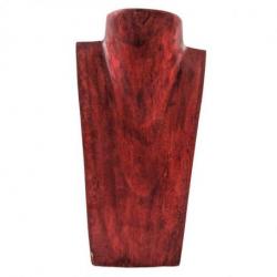 Déclassé - Buste présentoir à colliers en bois massif rouge 25cm
