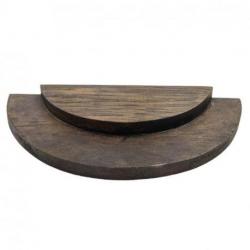 Plateau de présentation 1/2 cercle - Présentoir à bijoux 2 niveaux en bois marron