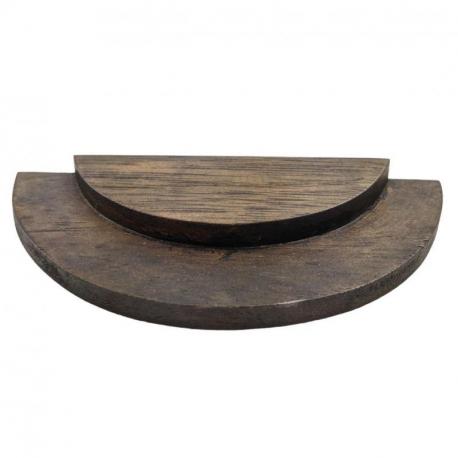 Plateau de présentation 1/2 cercle - Présentoir à bijoux 2 niveaux en bois marron