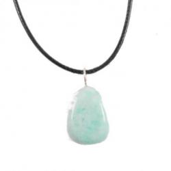 Collier Amazonite AAA - pendentif pierre roulée + cordon